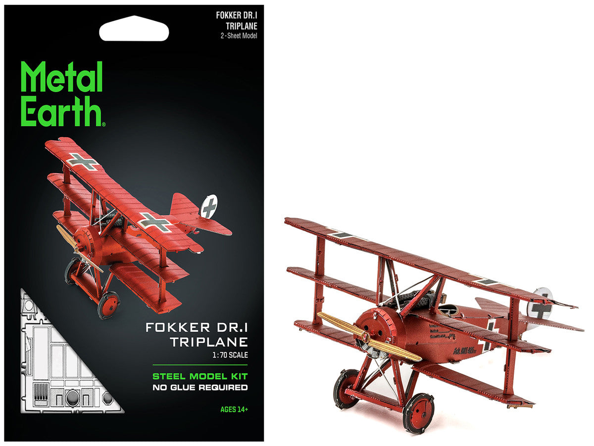 Model Kit Fokker Dr.I Triplane Fighter Aircraft "Red Baron" German Air Force (Moderate Difficulty) Steel Model by Metal Earth LuxuryLifeWay Online Store