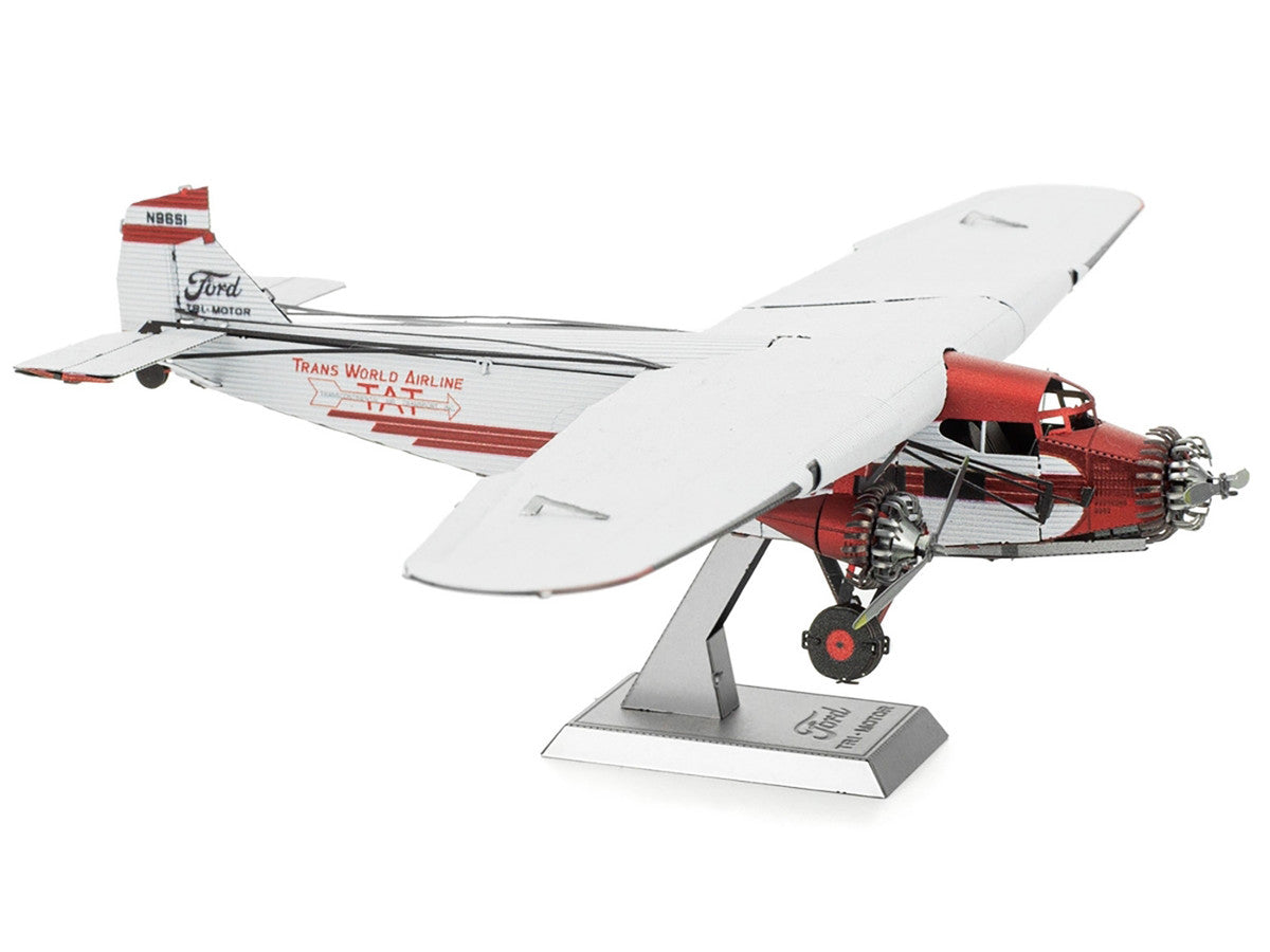 Model Kit Ford Trimotor Transport Aircraft White and Red (Moderate Difficulty) Steel Model by Metal Earth LuxuryLifeWay Online Store