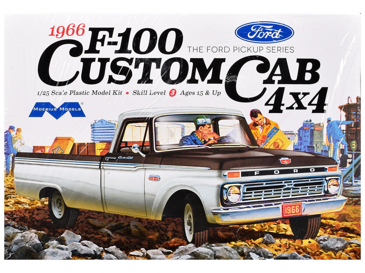 Skill 3 Model Kit 1966 Ford F-100 Custom Cab 4x4 Pickup Truck 1/25 Scale Model by Moebius LuxuryLifeWay Online Store