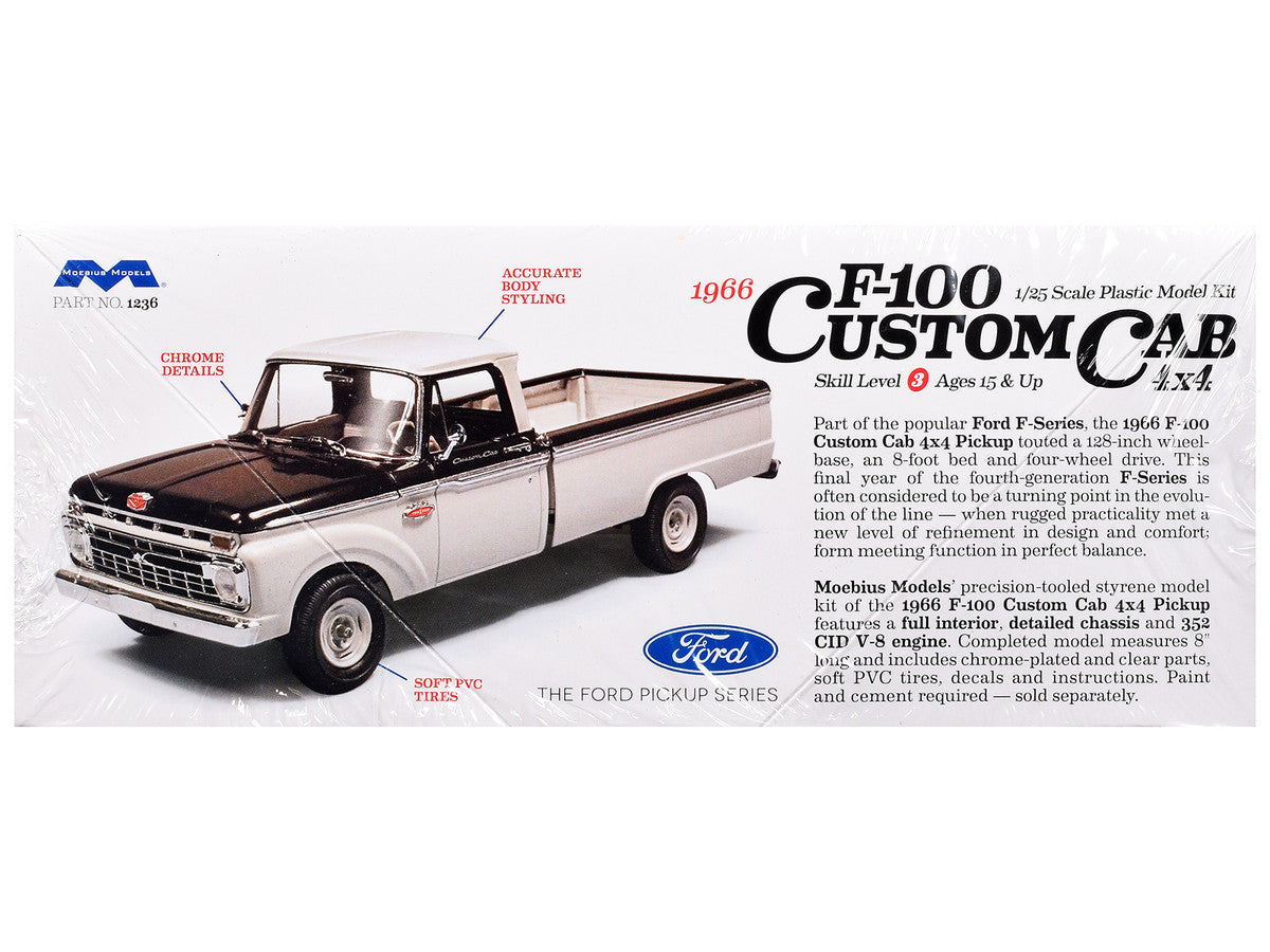 Skill 3 Model Kit 1966 Ford F-100 Custom Cab 4x4 Pickup Truck 1/25 Scale Model by Moebius LuxuryLifeWay Online Store