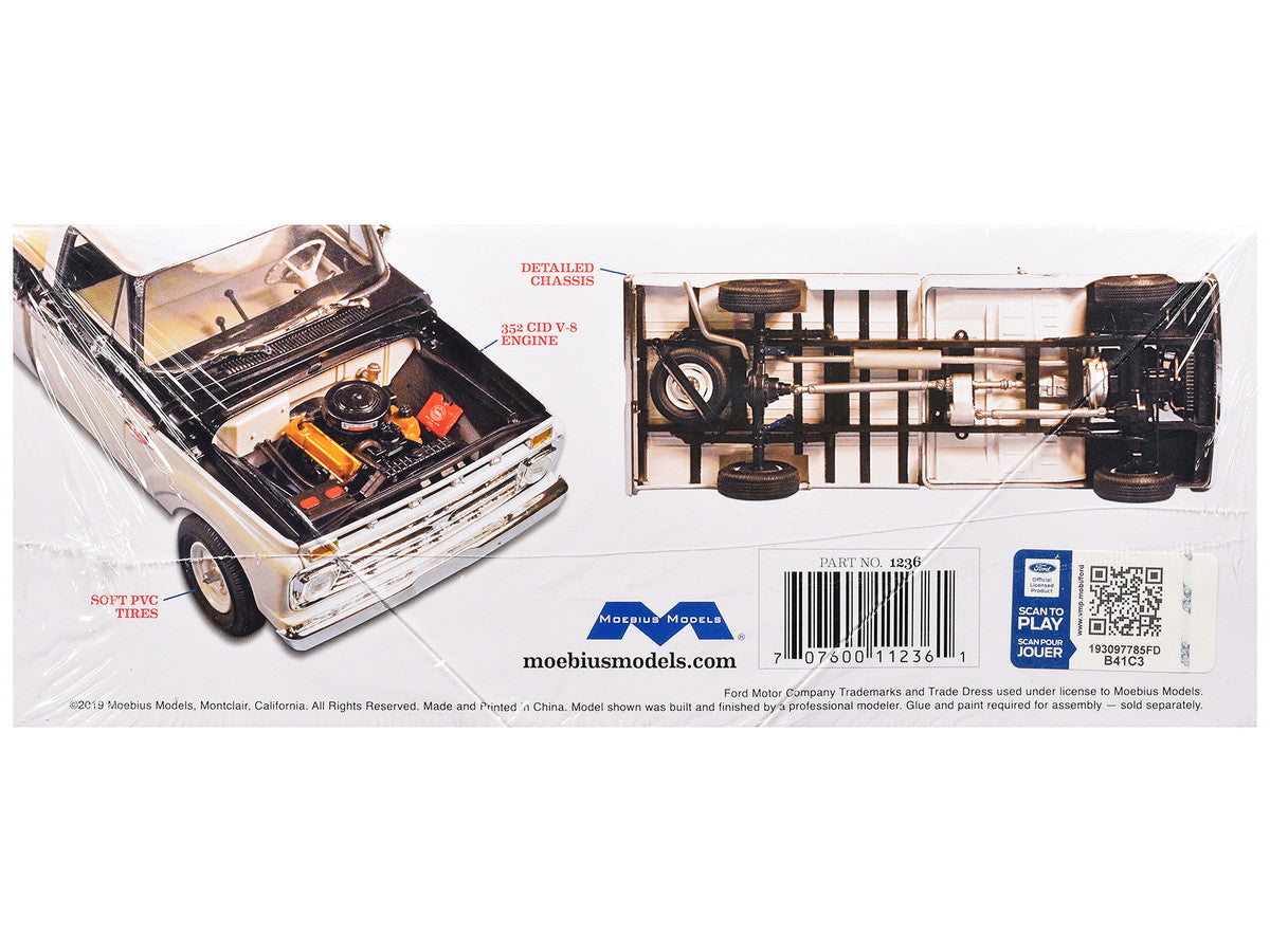 Skill 3 Model Kit 1966 Ford F-100 Custom Cab 4x4 Pickup Truck 1/25 Scale Model by Moebius LuxuryLifeWay Online Store