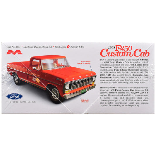Skill 3 Model Kit 1968 Ford F-250 Custom Cab Pickup Truck 1/25 Scale Model by Moebius LuxuryLifeWay Online Store