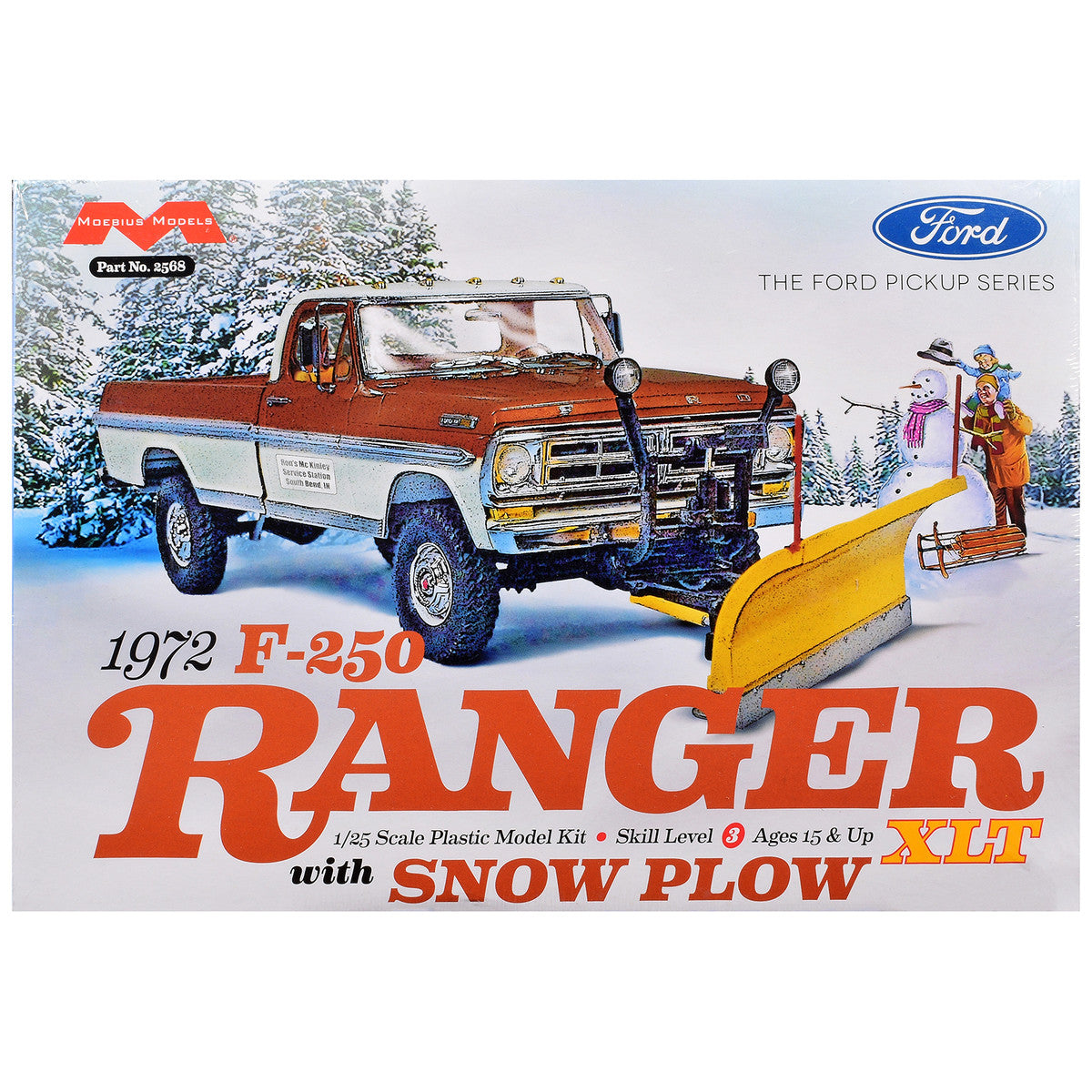 Skill 3 Model Kit 1972 Ford F-250 Ranger XLT Pickup Truck with Snow Plow 1/25 Scale Model by Moebius LuxuryLifeWay Online Store