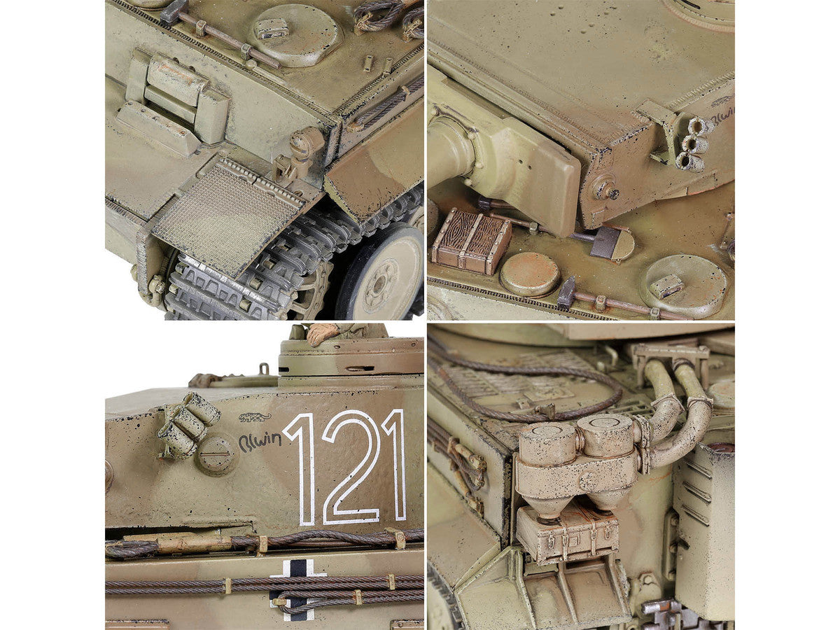 German Sd.Kfz.181 PzKpfw VI Tiger Ausf. E Heavy Tank #121 "Tiger Initial Production Model" "Schwere Panzerabteilung 501 North African Front Tunisia" (1943) "Engine Plus" 1/32 Diecast Model by Metal Proud LuxuryLifeWay Online Store