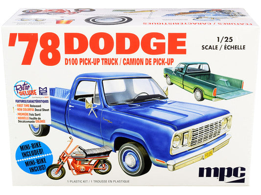 Skill 2 Model Kit 35.15Dodge D100 Pickup Truck with Mini Bike 1/25 Scale Model by MPC LuxuryLifeWay Online Store