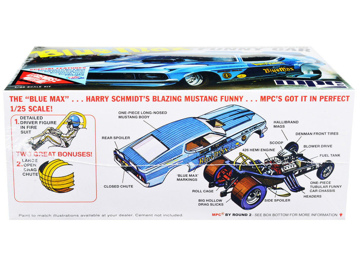 Skill 2 Model Kit "Blue Max" Long Nose Mustang Funny Car 1/25 Scale Model Car by MPC LuxuryLifeWay Online Store