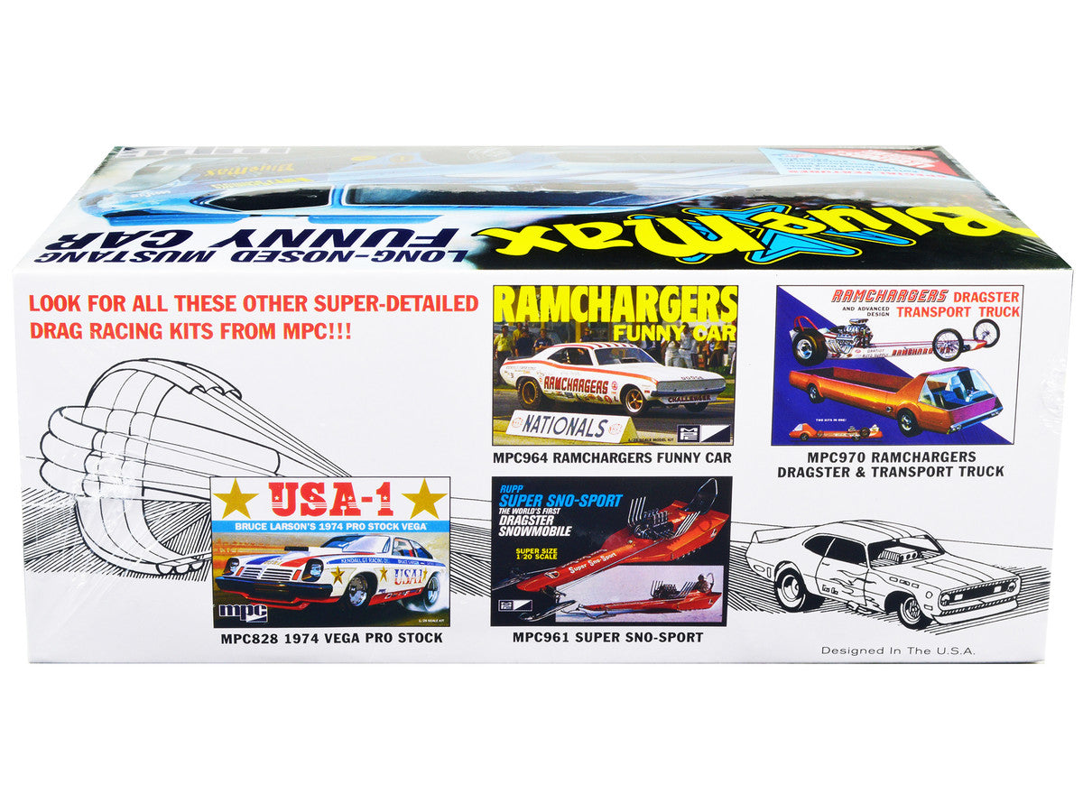 Skill 2 Model Kit "Blue Max" Long Nose Mustang Funny Car 1/25 Scale Model Car by MPC LuxuryLifeWay Online Store