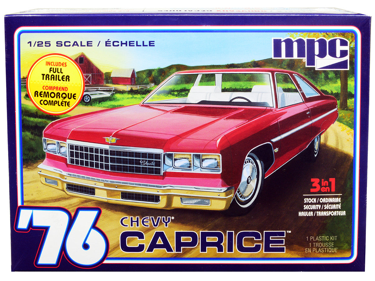 Skill 2 Model Kit 1976 Chevrolet Caprice with Trailer 3-in-1 Kit 1/25 Scale Model by MPC LuxuryLifeWay Online Store