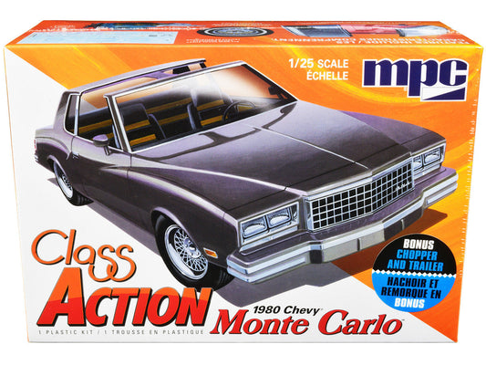Skill 2 Model Kit 1980 Chevrolet Monte Carlo "Class Action" with Motorcycle and Trailer (Skill 2) 1/25 Scale Model Car by MPC LuxuryLifeWay Online Store