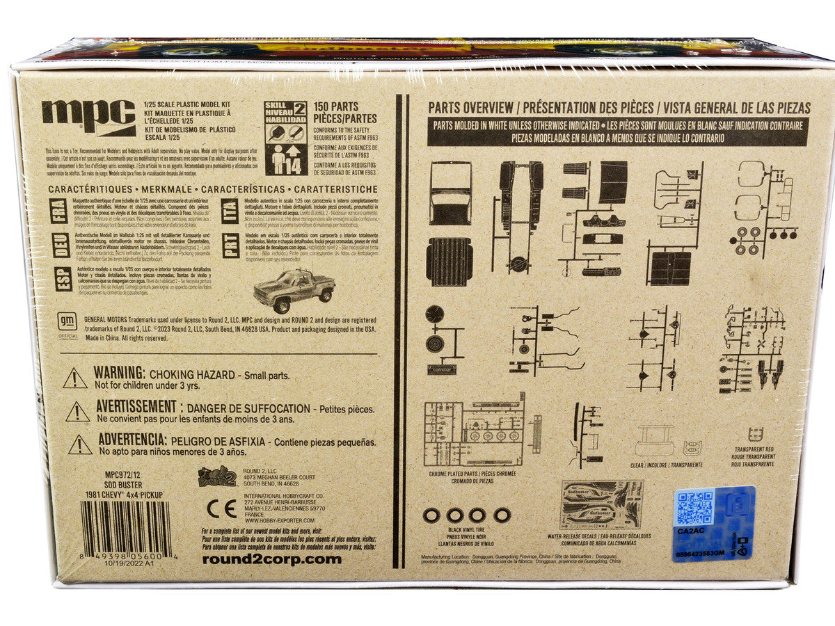 Skill 2 Model Kit 1981 Chevrolet 4x4 Stepside Pickup Truck "Sod Buster" 1/25 Scale Model by MPC LuxuryLifeWay Online Store