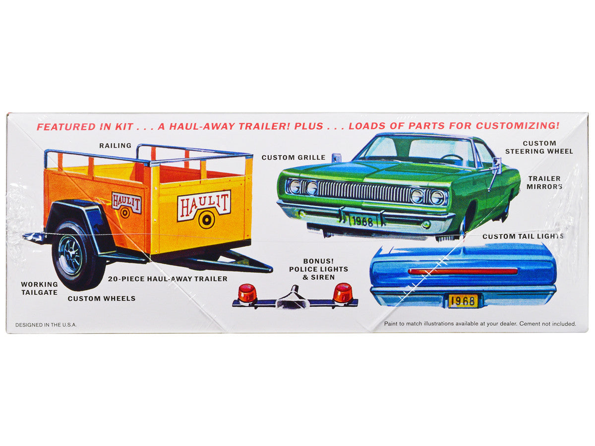 Skill 2 Model Kit 1968 Dodge Coronet Hardtop with Trailer 1/25 Scale Model by MPC LuxuryLifeWay Online Store