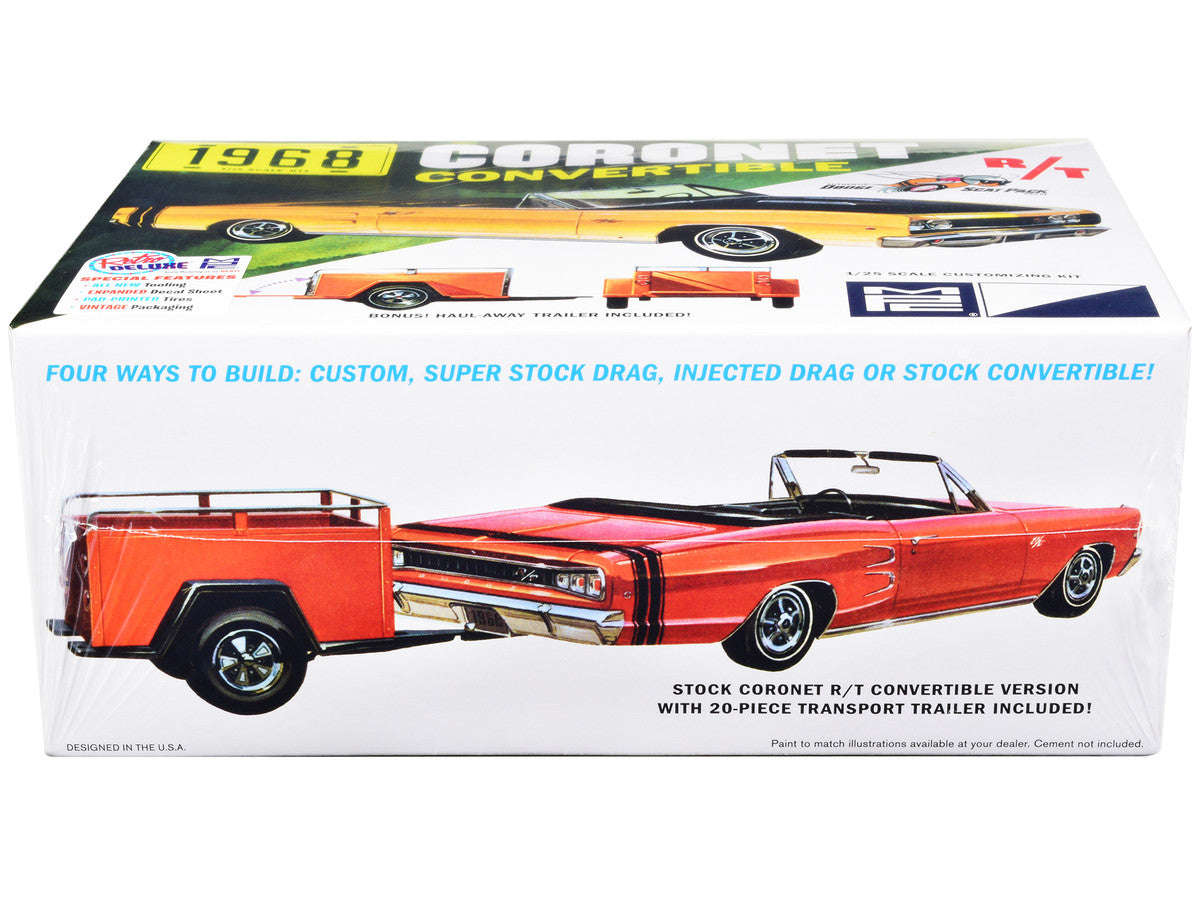 Skill 2 Model Kit 1968 Dodge Coronet R/T Convertible with Haul-Away Trailer 1/25 Scale Model by MPC LuxuryLifeWay Online Store