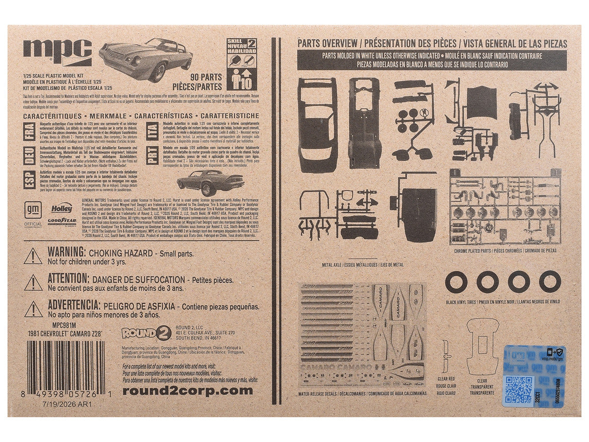 Skill 2 Model Kit 1981 Chevrolet Camaro Z28 1/25 Scale Model by MPC LuxuryLifeWay Online Store