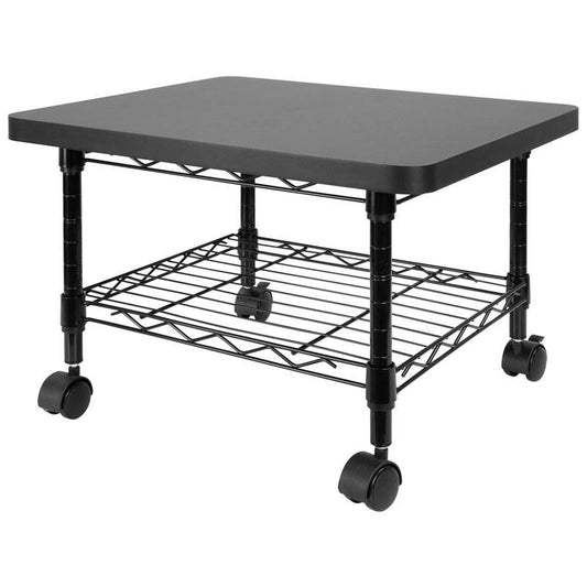 Multipurpose Black Metal 2-Tier Mobile Under Desk Printer Stand Cart w/ Casters LuxuryLifeWay Online Store