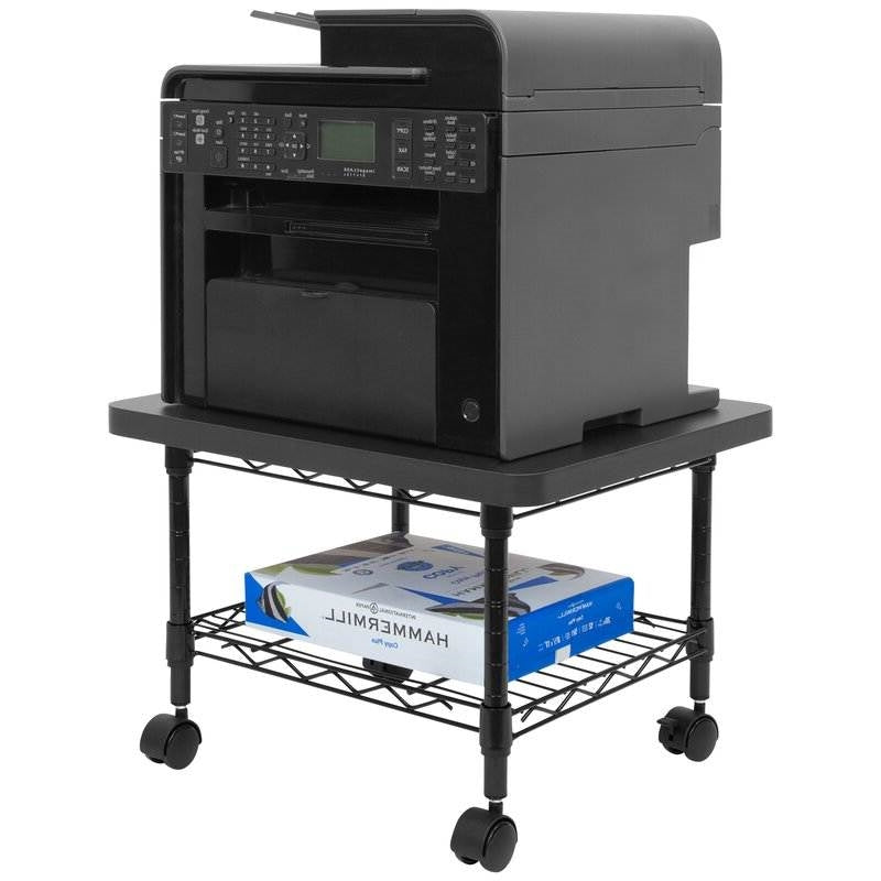 Multipurpose Black Metal 2-Tier Mobile Under Desk Printer Stand Cart w/ Casters LuxuryLifeWay Online Store