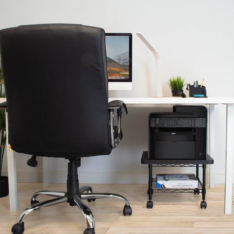 Multipurpose Black Metal 2-Tier Mobile Under Desk Printer Stand Cart w/ Casters LuxuryLifeWay Online Store