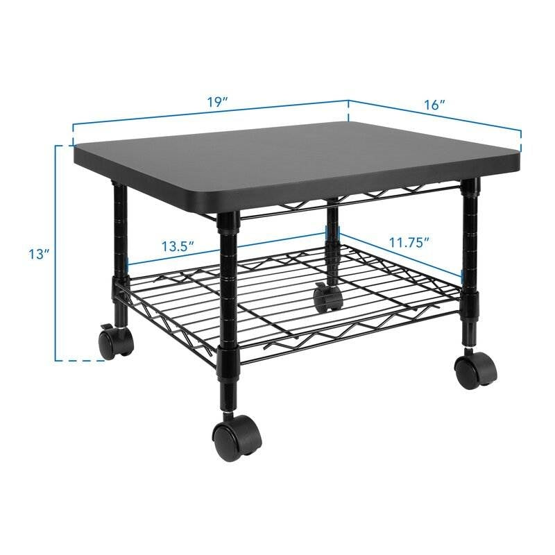 Multipurpose Black Metal 2-Tier Mobile Under Desk Printer Stand Cart w/ Casters LuxuryLifeWay Online Store