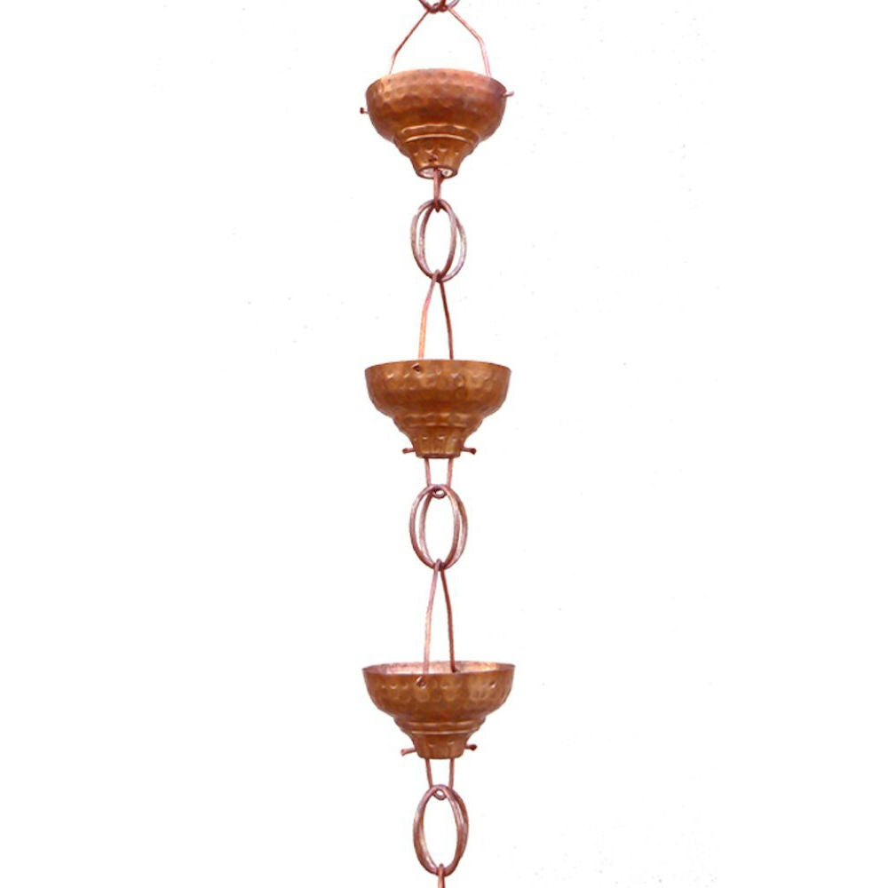 Pure Copper 8.5-Ft Rain Chain with 13 Hammered Funnel Shape Cups LuxuryLifeWay Online Store