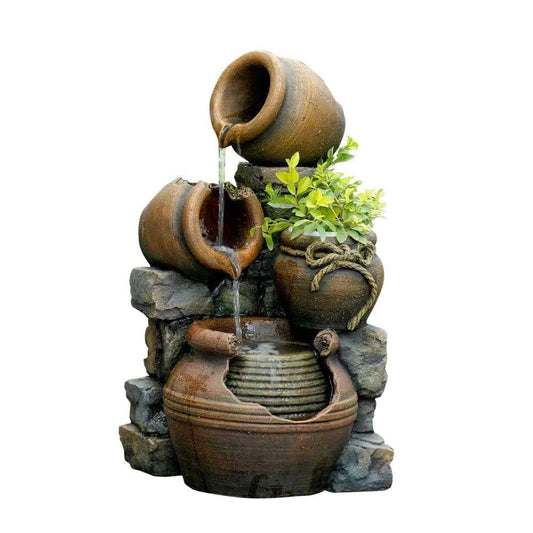 2-in-1 Outdoor Polyresin 15-Gallon Pouring Pots Water Fountain Planter LuxuryLifeWay Online Store