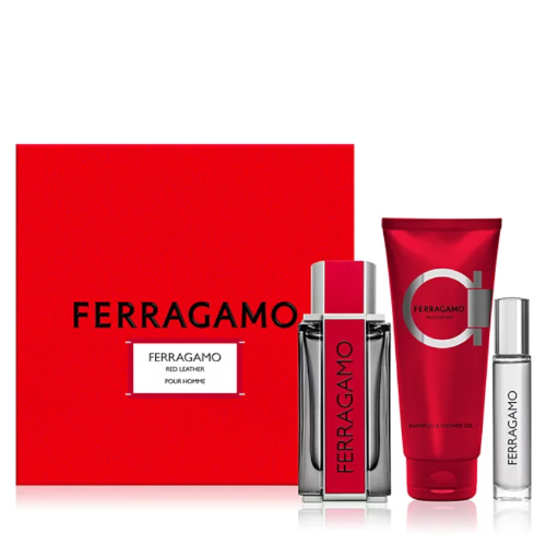 Ferragamo Red Leather 3 Piece Giftset LuxuryLifeWay Online Store