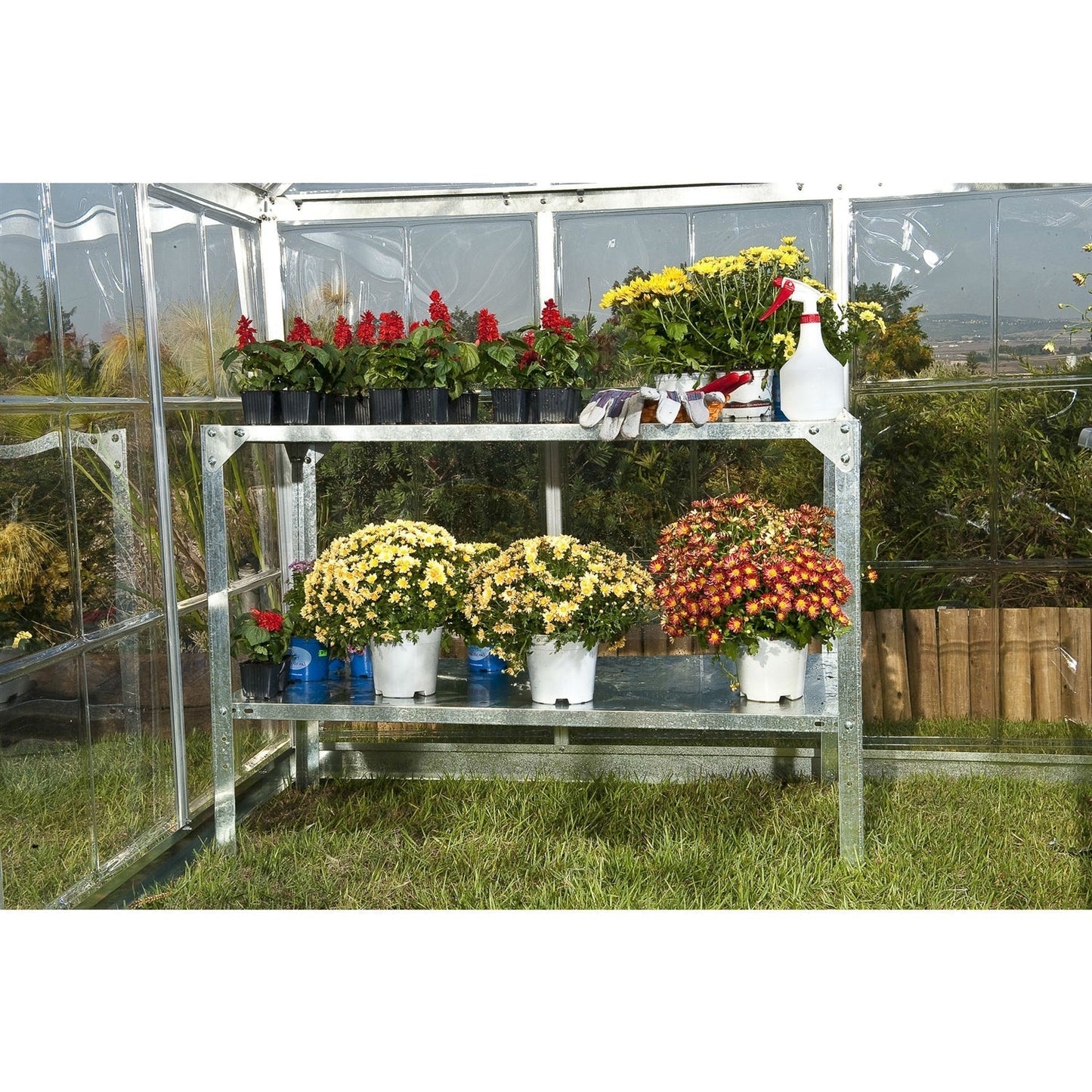 Outdoor Metal Shelving Unit Garden Potting Bench in Sturdy Galvanized Steel LuxuryLifeWay Online Store