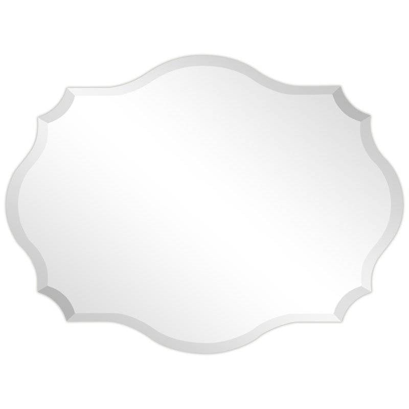Modern Frameless 32 x 24 inch Scalloped Beveled Accent Bathroom Mirror LuxuryLifeWay Online Store