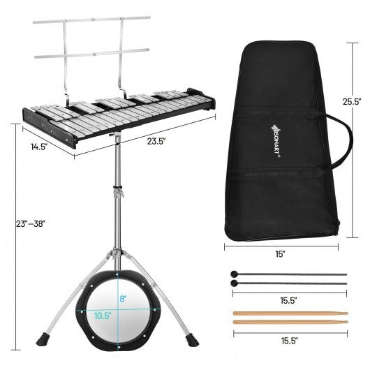 32 Note Glockenspiel Xylophone Percussion Bell Kit with Adjustable Stand LuxuryLifeWay Online Store