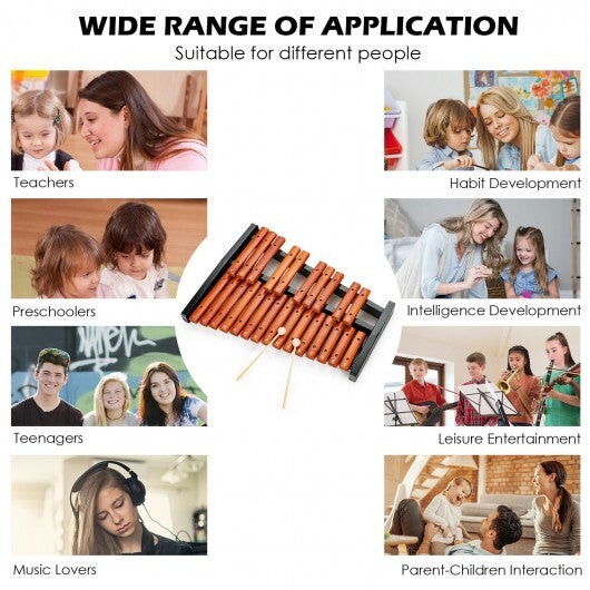 25 Notes Xylophone Wooden Percussion Educational Instrument with 2 Mallets LuxuryLifeWay Online Store