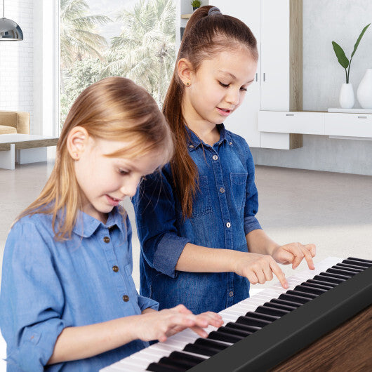61-Key Folding Piano Keyboard with Full Size Keys and Music Stand-Black LuxuryLifeWay Online Store