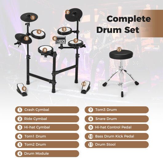 Electric Drum Set Foldable Drum Kit with 10 Demos and USB MIDI and 2 Drumsticks LuxuryLifeWay Online Store