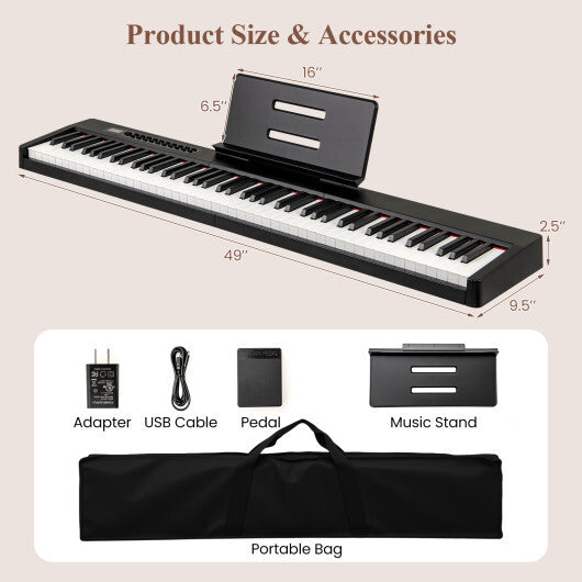 88 Keys Velocity-Sensitive Piano Keyboard with French DREAM Audio Source-Black LuxuryLifeWay Online Store