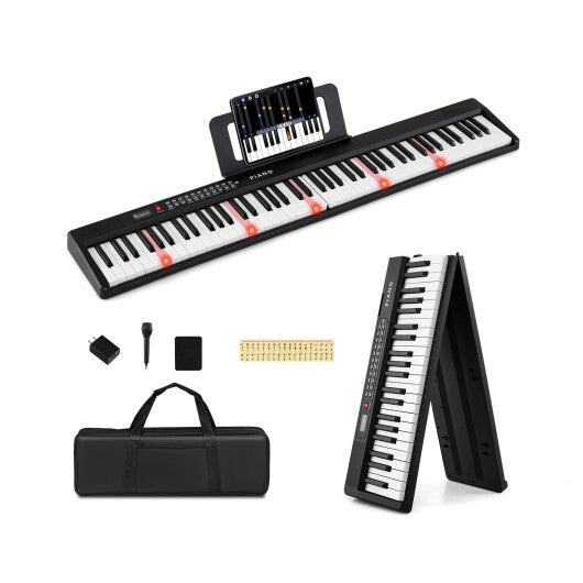 88 Key Foldable Piano Keyboard Portable Semi Weighted Electric Piano-Black LuxuryLifeWay Online Store