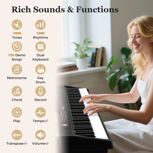 88 Key Foldable Piano Keyboard Portable Semi Weighted Electric Piano-Black LuxuryLifeWay Online Store