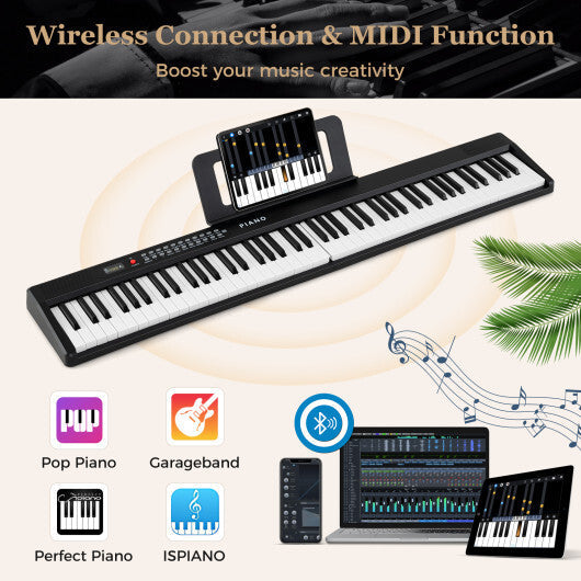 88 Key Foldable Piano Keyboard Portable Semi Weighted Electric Piano-Black LuxuryLifeWay Online Store