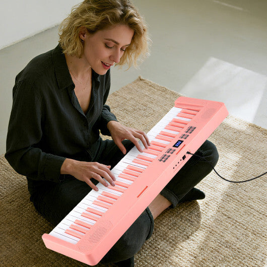 61-Key Foldable Piano Keyboard Full-size Electronic Keyboard with MIDI and Split Function-Pink LuxuryLifeWay Online Store