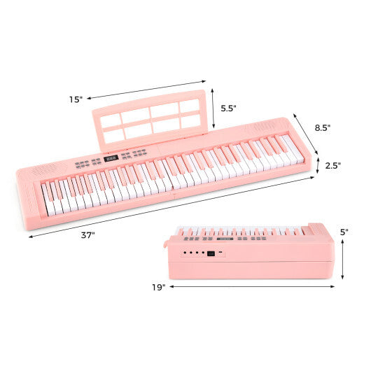 61-Key Foldable Piano Keyboard Full-size Electronic Keyboard with MIDI and Split Function-Pink LuxuryLifeWay Online Store
