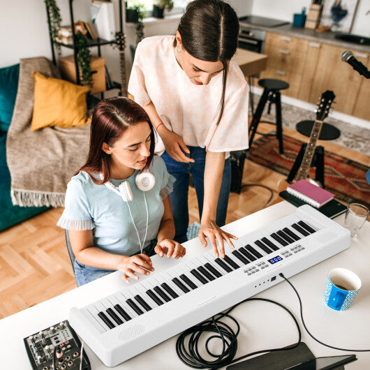 61-Key Foldable Piano Keyboard Full-size Electronic Keyboard with MIDI and Split Function-Pink LuxuryLifeWay Online Store