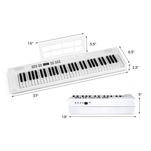 61-Key Foldable Piano Keyboard Full-size Electronic Keyboard with MIDI and Split Function-Pink LuxuryLifeWay Online Store