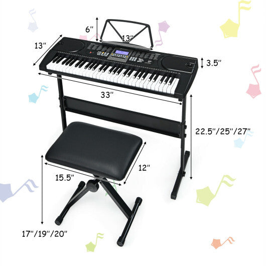61-Key Electronic Keyboard Piano Starter Set with Stand Bench and Headphones LuxuryLifeWay Online Store
