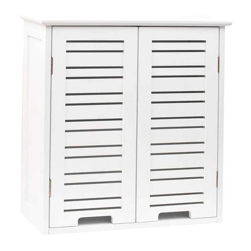 Wall-Mount Bathroom Storage Cabinet with Louver Doors in White Wood Finish LuxuryLifeWay Online Store