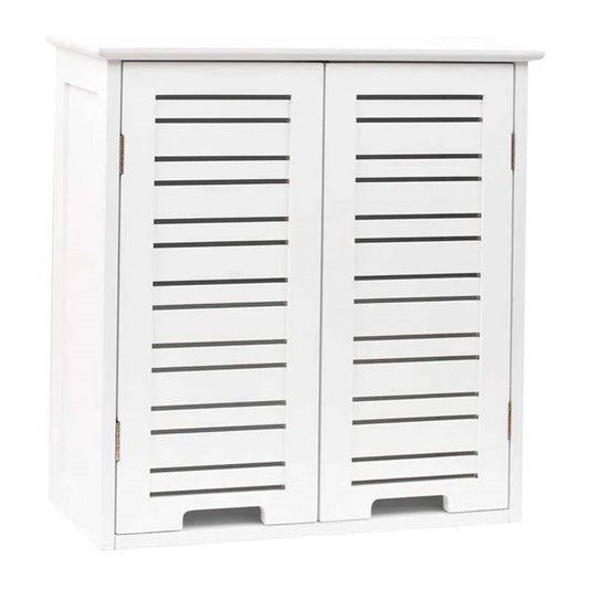 Wall-Mount Bathroom Storage Cabinet with Louver Doors in White Wood Finish LuxuryLifeWay Online Store