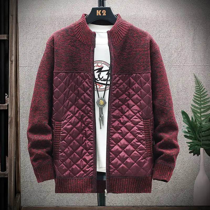 Thick Plush Stitched Sweater Jacket