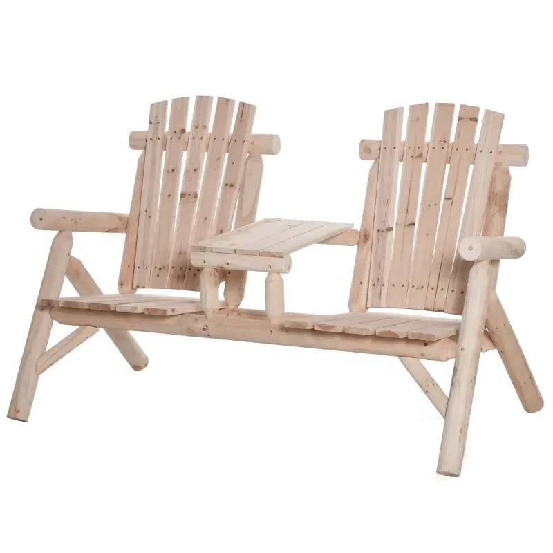 Adirondack Patio 2 Chair Lounger with Center Coffee Table Natural LuxuryLifeWay Online Store