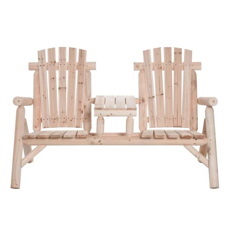 Adirondack Patio 2 Chair Lounger with Center Coffee Table Natural LuxuryLifeWay Online Store