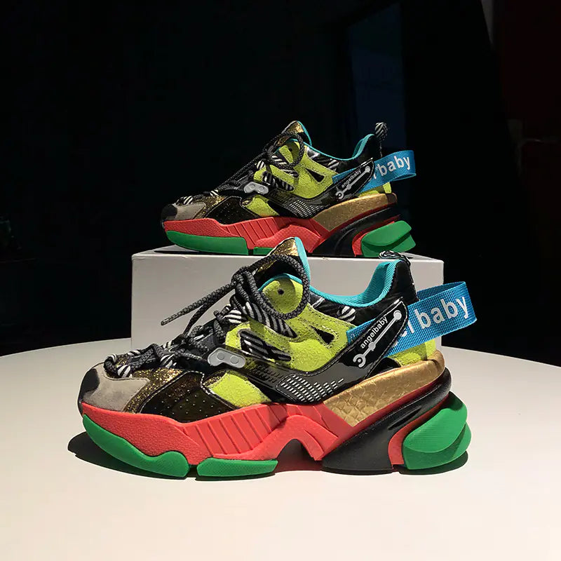 Trendy Color Block Platform Sneakers for Women