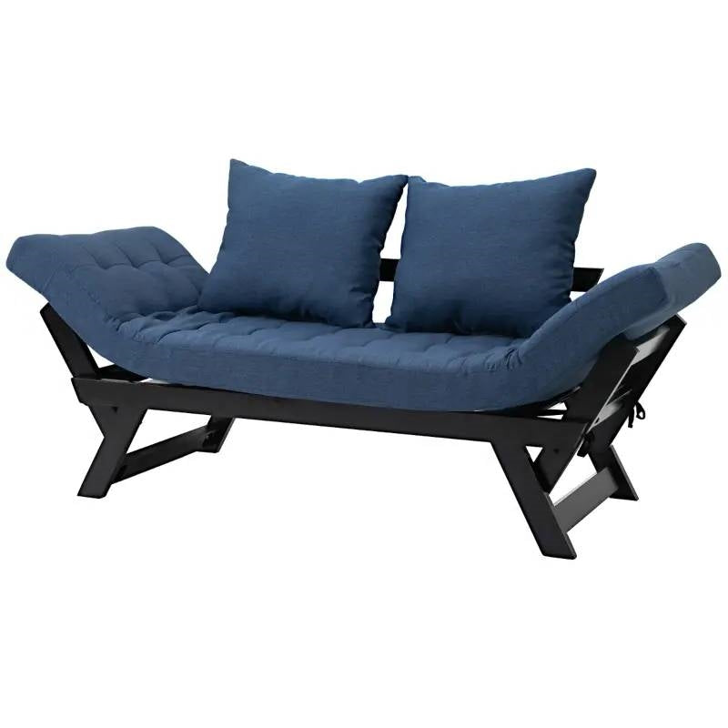 Navy/Black 3 In 1 Convertible Sofa Chaise Lounger Bed with 2 Large Pillows LuxuryLifeWay Online Store