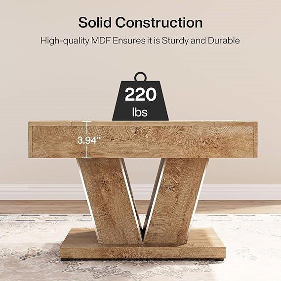 Modern Farmhouse Style Square Coffee Table in Natural Wood Finish LuxuryLifeWay Online Store