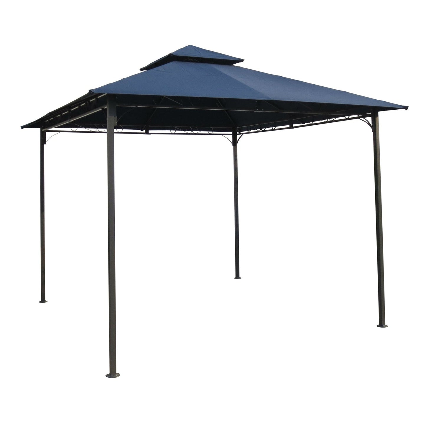 10Ft x 10Ft Outdoor Garden Gazebo with Iron Frame and Navy Blue Canopy LuxuryLifeWay Online Store