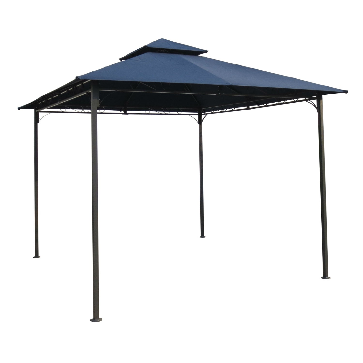 10Ft x 10Ft Outdoor Garden Gazebo with Iron Frame and Navy Blue Canopy LuxuryLifeWay Online Store
