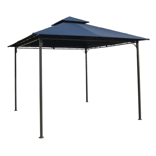 10Ft x 10Ft Outdoor Garden Gazebo with Iron Frame and Navy Blue Canopy LuxuryLifeWay Online Store
